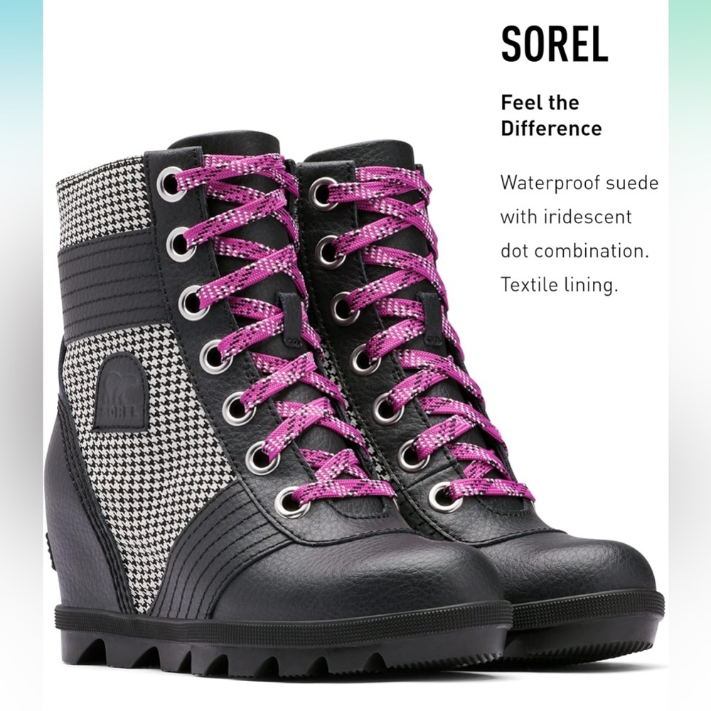 Sorel Youth Lexie Wedge Boots — Waterproof Leather Boots Size 1